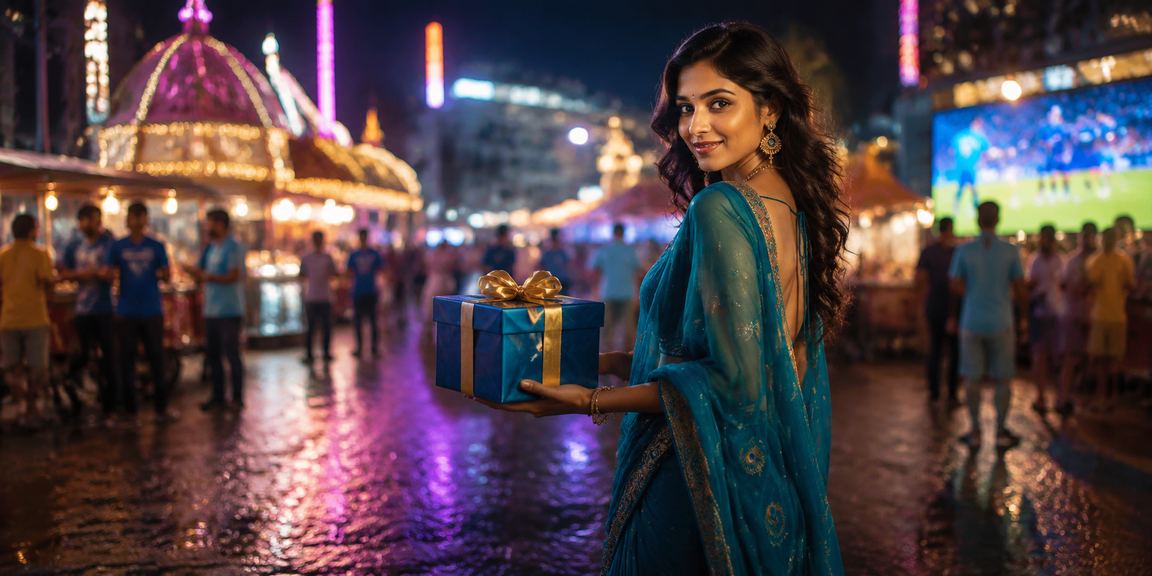 Happy Indian woman registering on mobile betting app